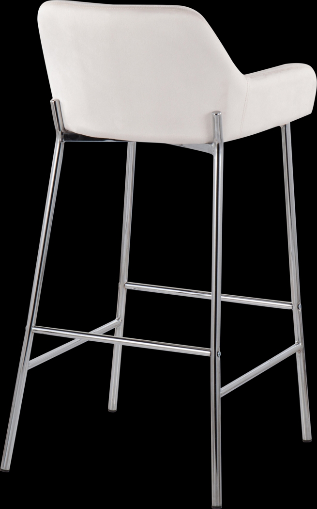 Rimcrest III White Velvet Barstool Set of 2 - Thumbnail - Image 4