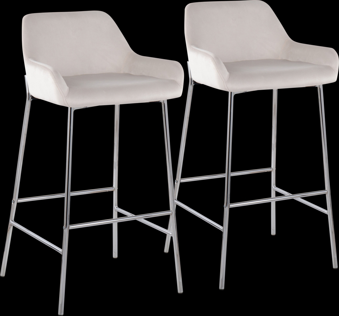 Rimcrest III White Velvet Barstool Set of 2 - Thumbnail - Image 1