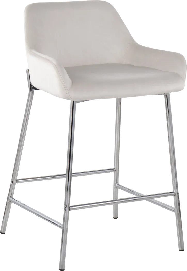 Rimcrest III White Velvet Counter Height Stool Set of 2 - Thumbnail - Image 2