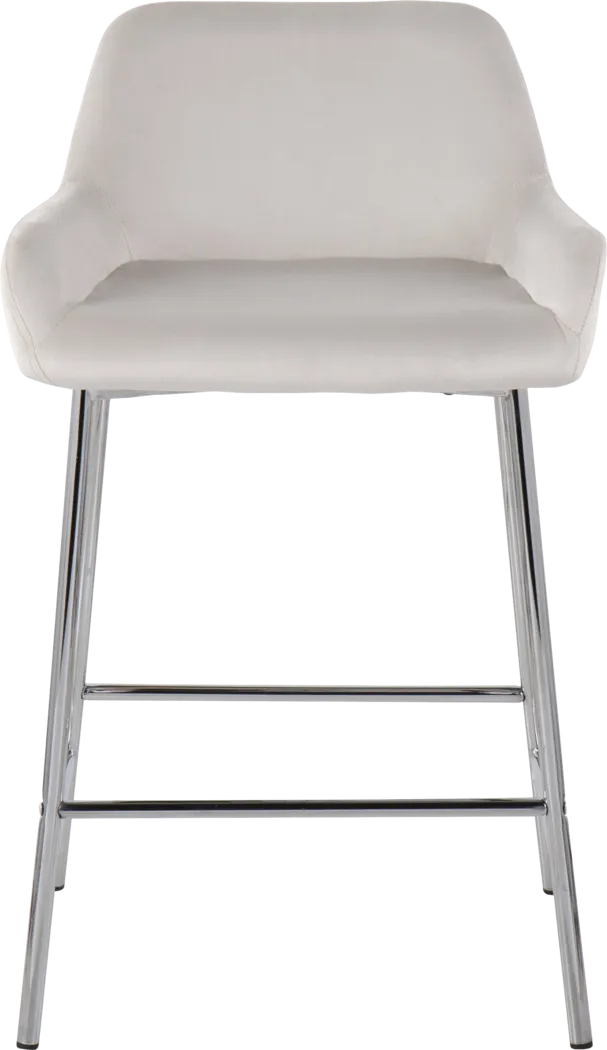 Rimcrest III White Velvet Counter Height Stool Set of 2 - Thumbnail - Image 6