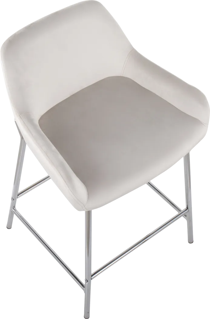 Rimcrest III White Velvet Counter Height Stool Set of 2 - Thumbnail - Image 7