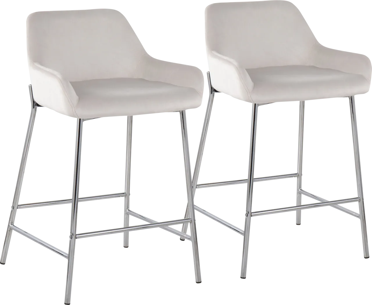 Rimcrest III White Velvet Counter Height Stool Set of 2 - Thumbnail - Image 1