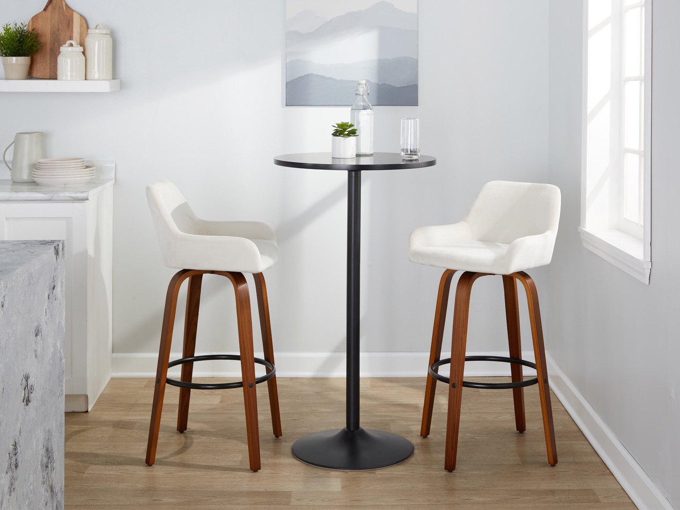 Rimcrest IV White Swivel Barstool, Set of 2 - Thumbnail - Image 4