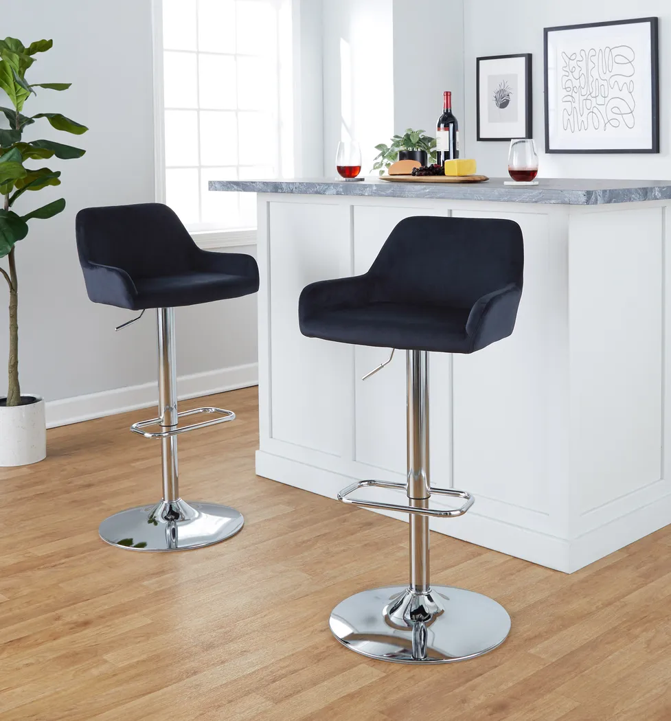 Rimcrest IX Black Adjustable Swivel Barstool, Set of 2 - Thumbnail - Image 2