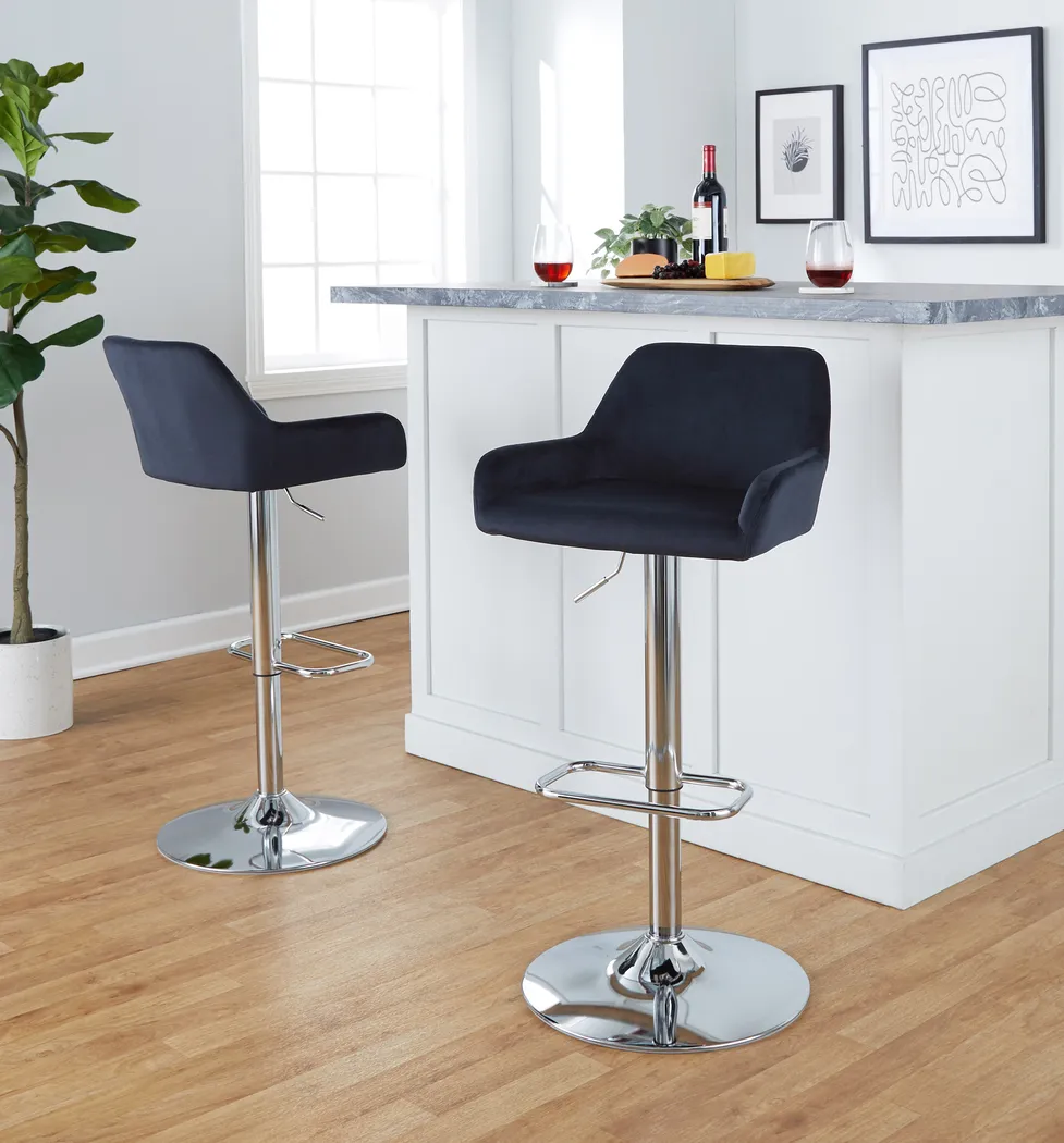 Rimcrest IX Black Adjustable Swivel Barstool, Set of 2 - Thumbnail - Image 3