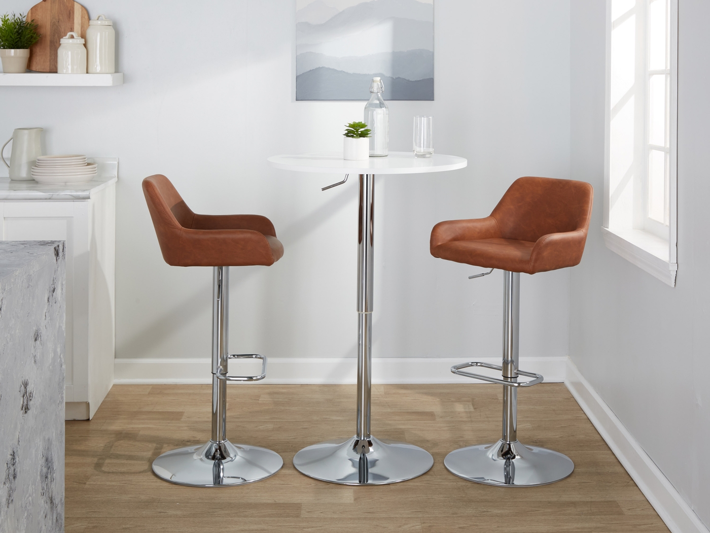 Rimcrest IX Camel Adjustable Swivel Barstool, Set of 2 - Thumbnail - Image 4