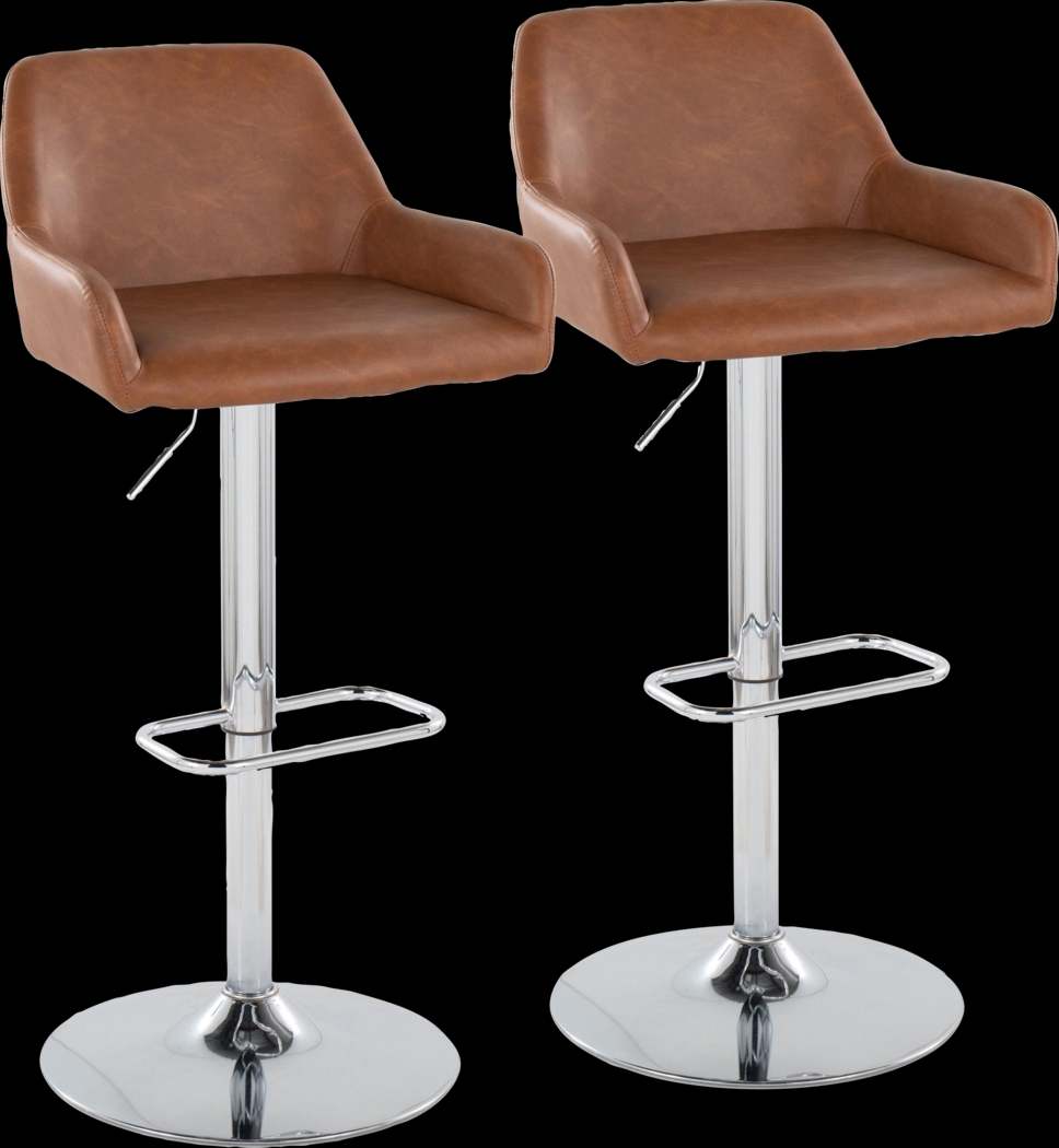Rimcrest IX Camel Adjustable Swivel Barstool, Set of 2 - Thumbnail - Image 1