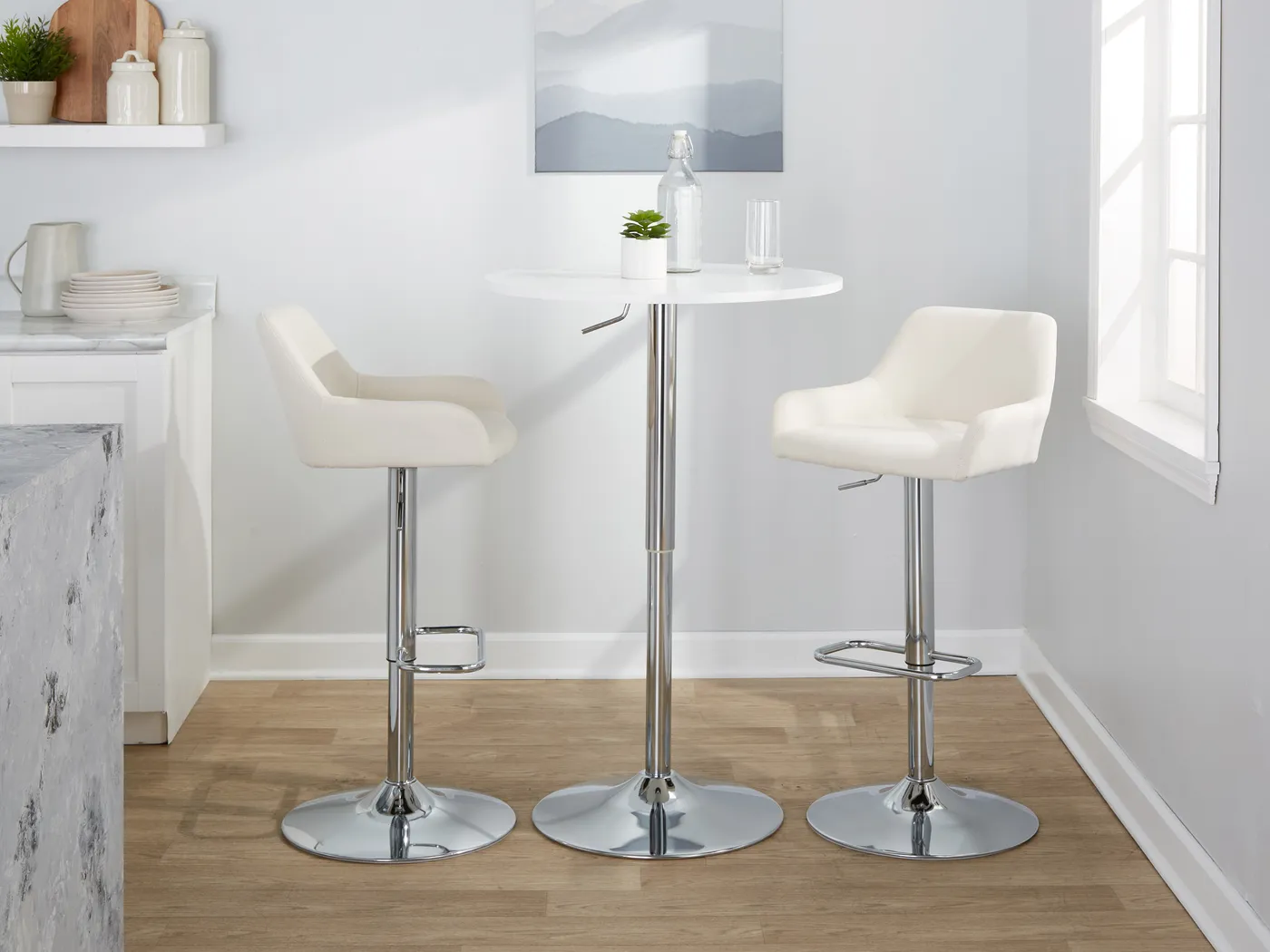 Rimcrest IX Cream Adjustable Swivel Barstool, Set of 2 - Thumbnail - Image 4