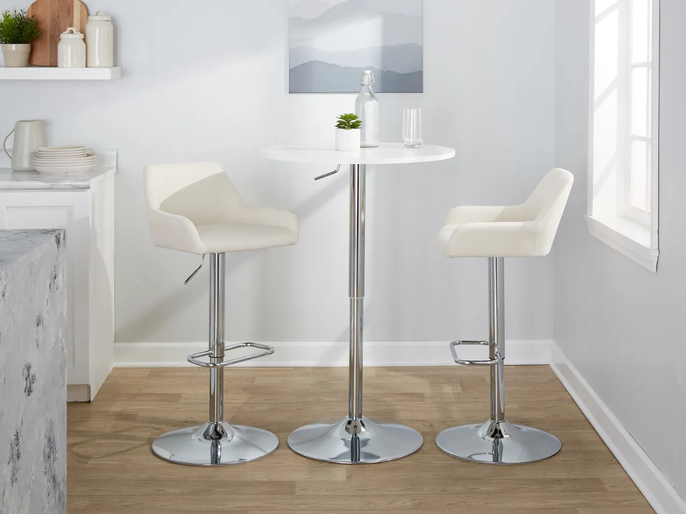 Rimcrest IX Cream Adjustable Swivel Barstool, Set of 2 - Thumbnail - Image 5