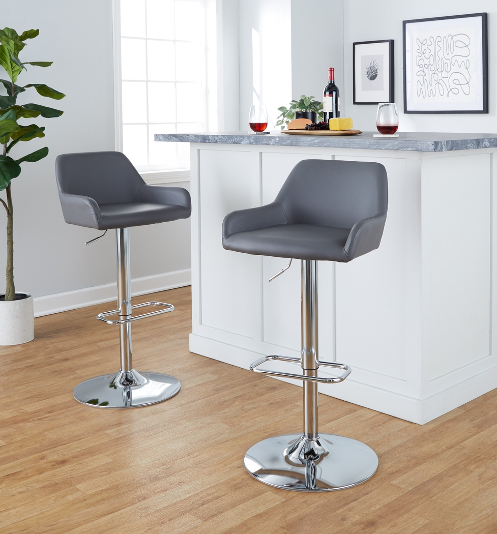 Rimcrest IX Gray Adjustable Swivel Barstool, Set of 2 - Thumbnail - Image 2