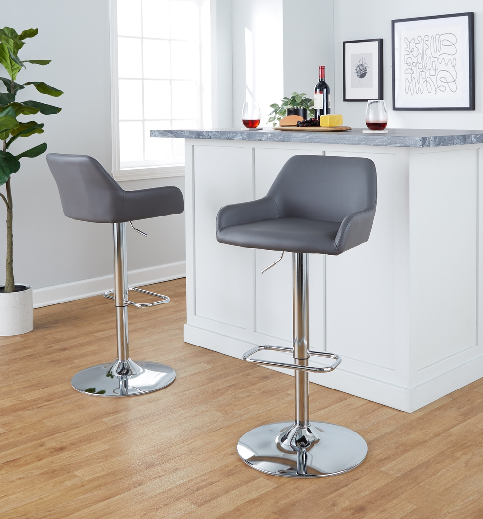 Rimcrest IX Gray Adjustable Swivel Barstool, Set of 2 - Thumbnail - Image 3