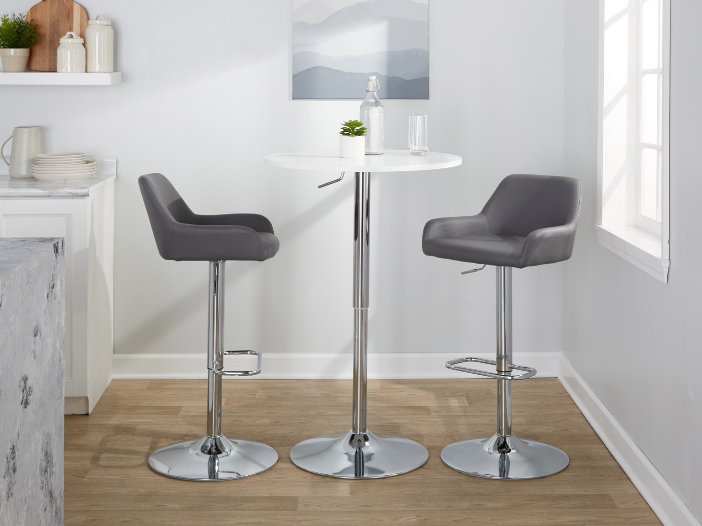 Rimcrest IX Gray Adjustable Swivel Barstool, Set of 2 - Thumbnail - Image 4