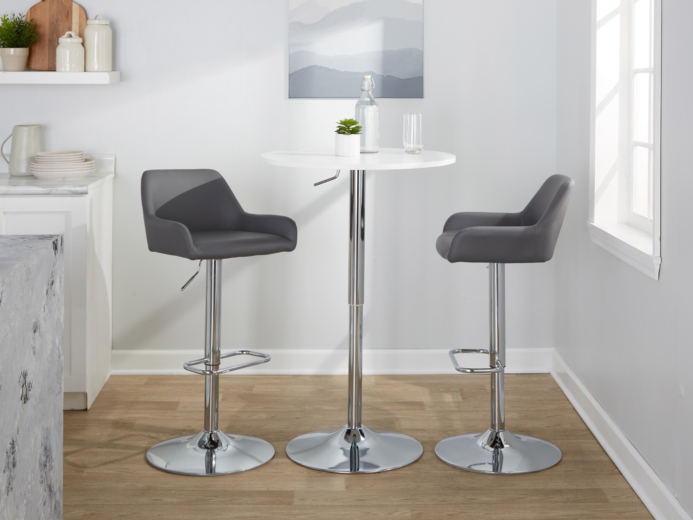 Rimcrest IX Gray Adjustable Swivel Barstool, Set of 2 - Thumbnail - Image 5