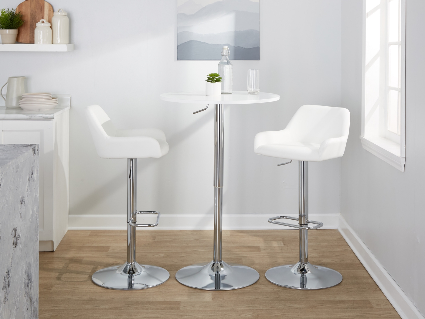 Rimcrest IX White Adjustable Swivel Barstool, Set of 2 - Thumbnail - Image 4
