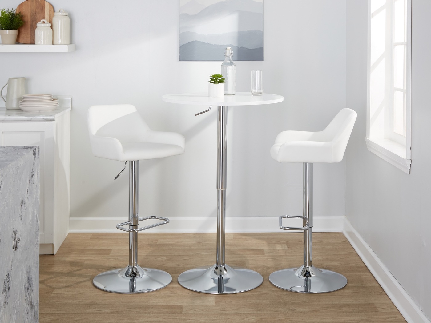 Rimcrest IX White Adjustable Swivel Barstool, Set of 2 - Thumbnail - Image 5