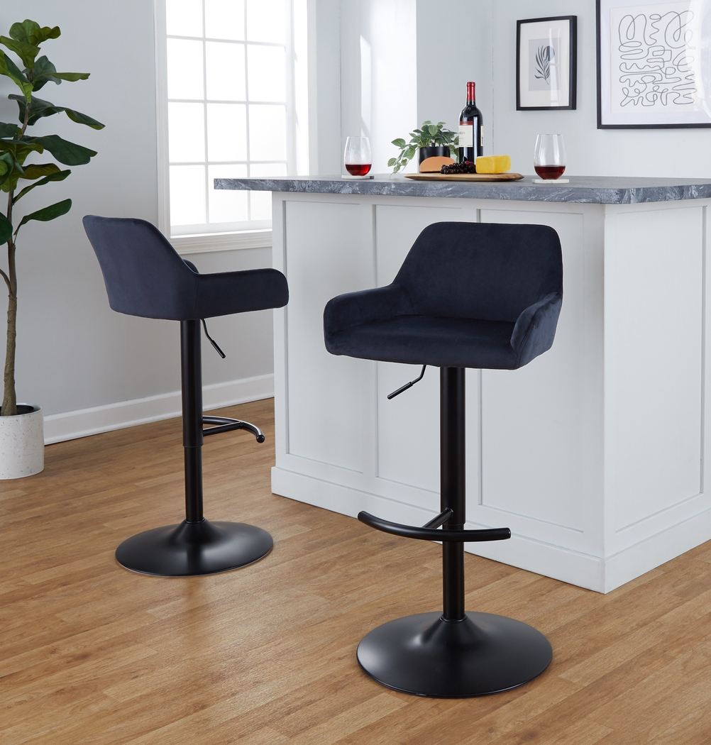 Rimcrest V Black Adjustable Swivel Barstool, Set of 2 - Thumbnail - Image 2