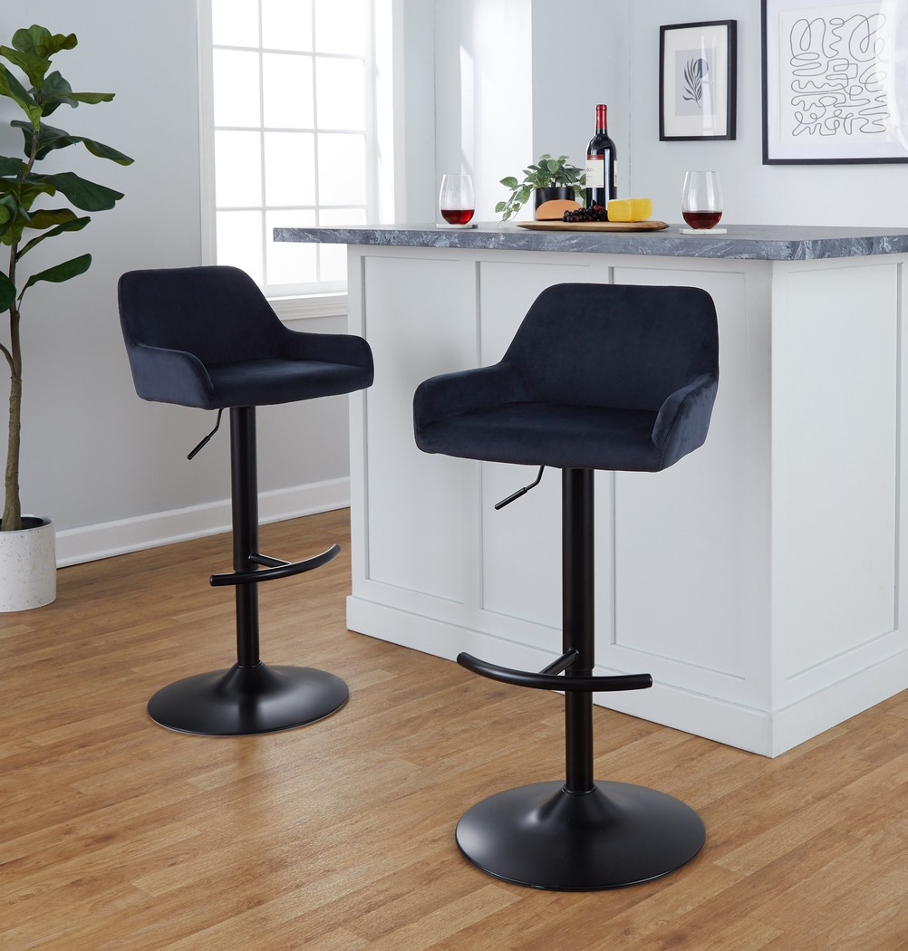 Rimcrest V Black Adjustable Swivel Barstool, Set of 2 - Thumbnail - Image 3