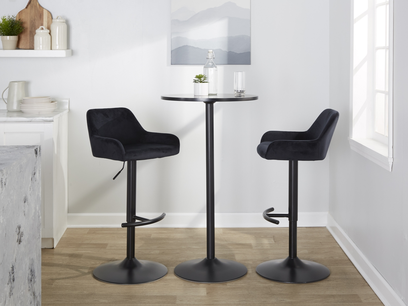 Rimcrest V Black Adjustable Swivel Barstool, Set of 2 - Thumbnail - Image 4