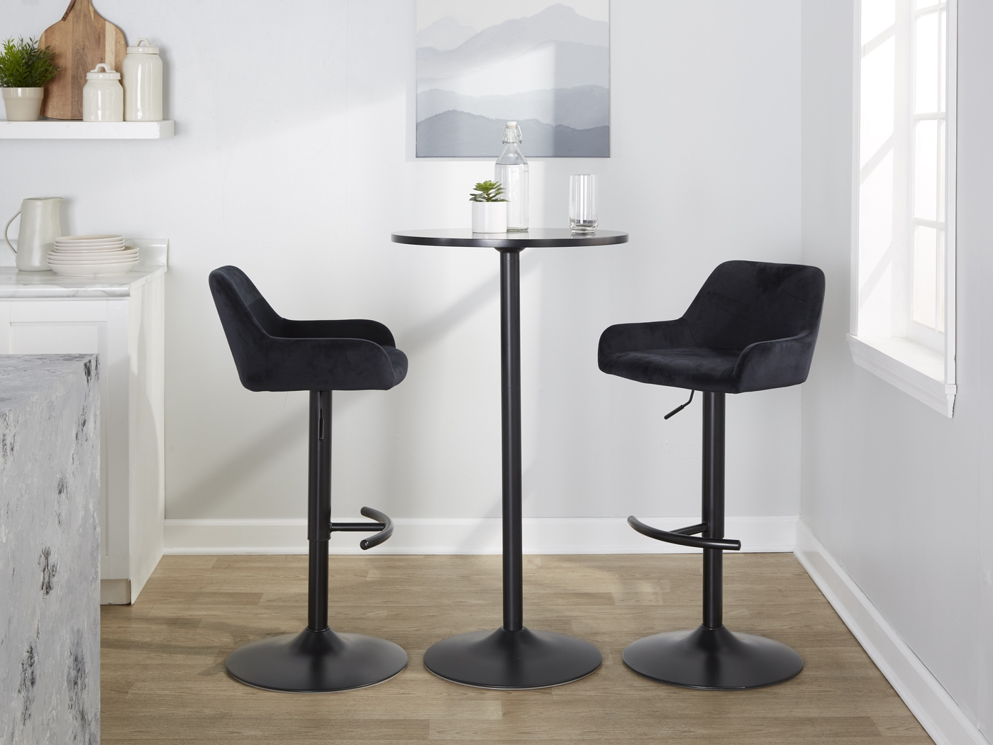 Rimcrest V Black Adjustable Swivel Barstool, Set of 2 - Thumbnail - Image 5