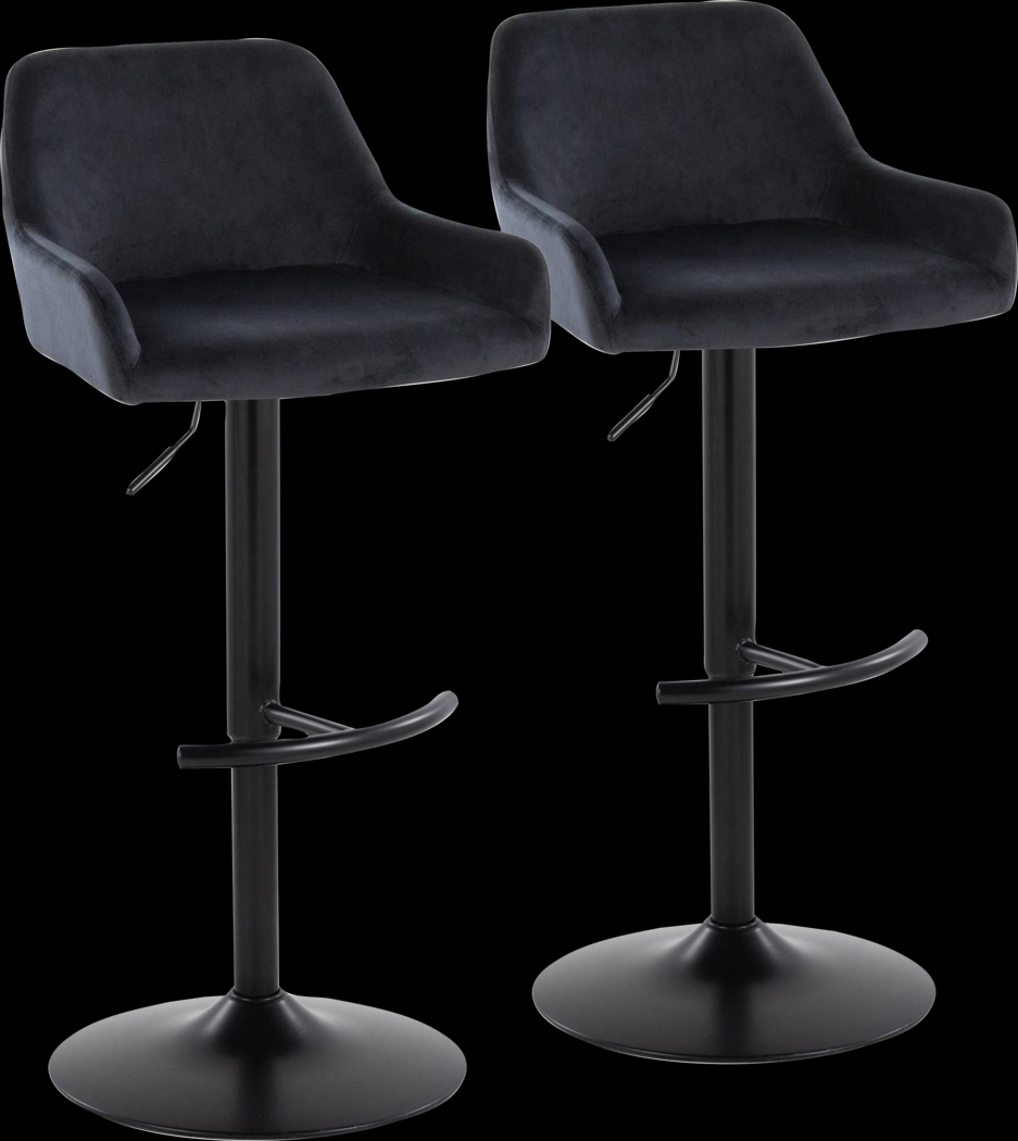 Rimcrest V Black Adjustable Swivel Barstool, Set of 2 - Thumbnail - Image 1