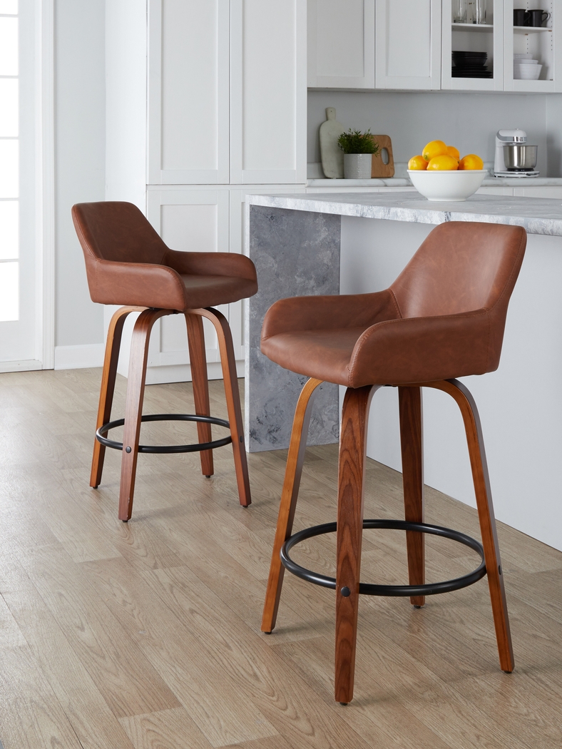 Rimcrest VI Camel Swivel Counter Height Stool, Set of 2 - Thumbnail - Image 3