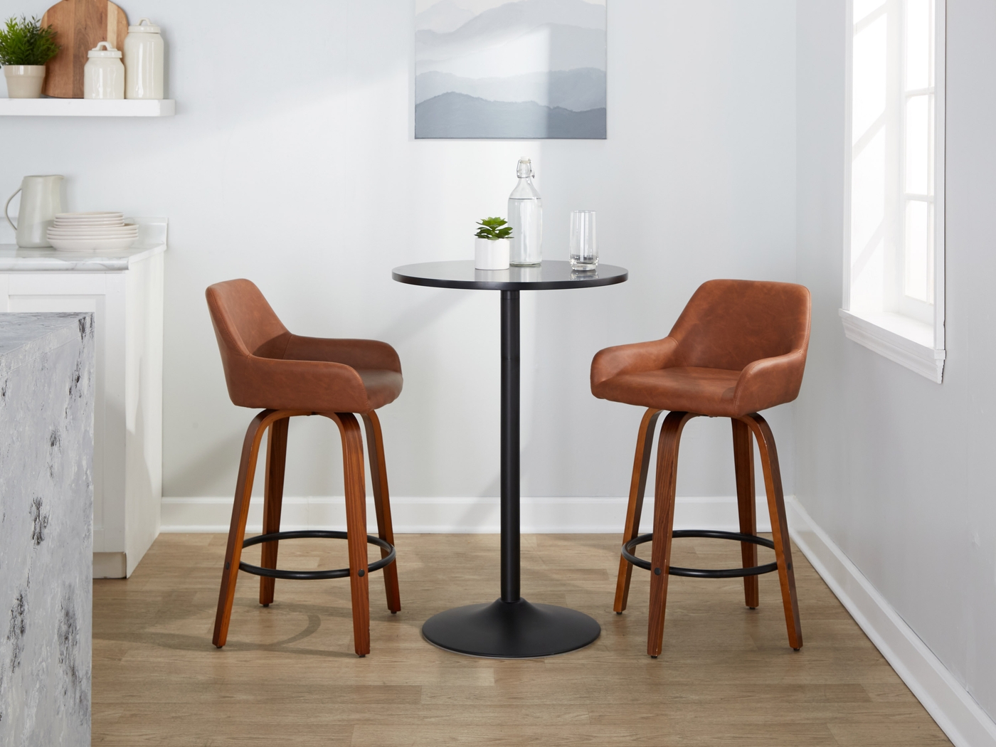 Rimcrest VI Camel Swivel Counter Height Stool, Set of 2 - Thumbnail - Image 4