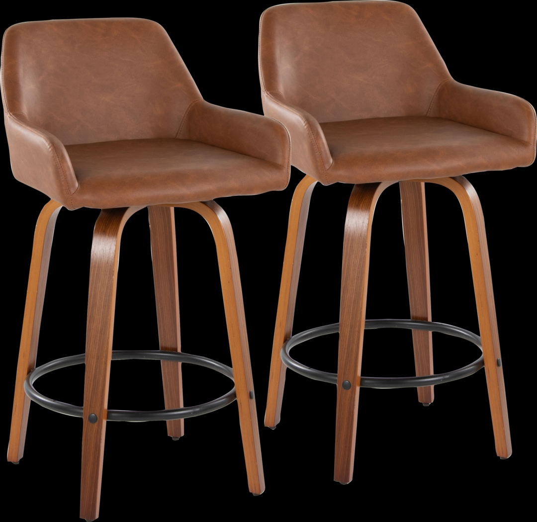 Rimcrest VI Camel Swivel Counter Height Stool, Set of 2 - Thumbnail - Image 1
