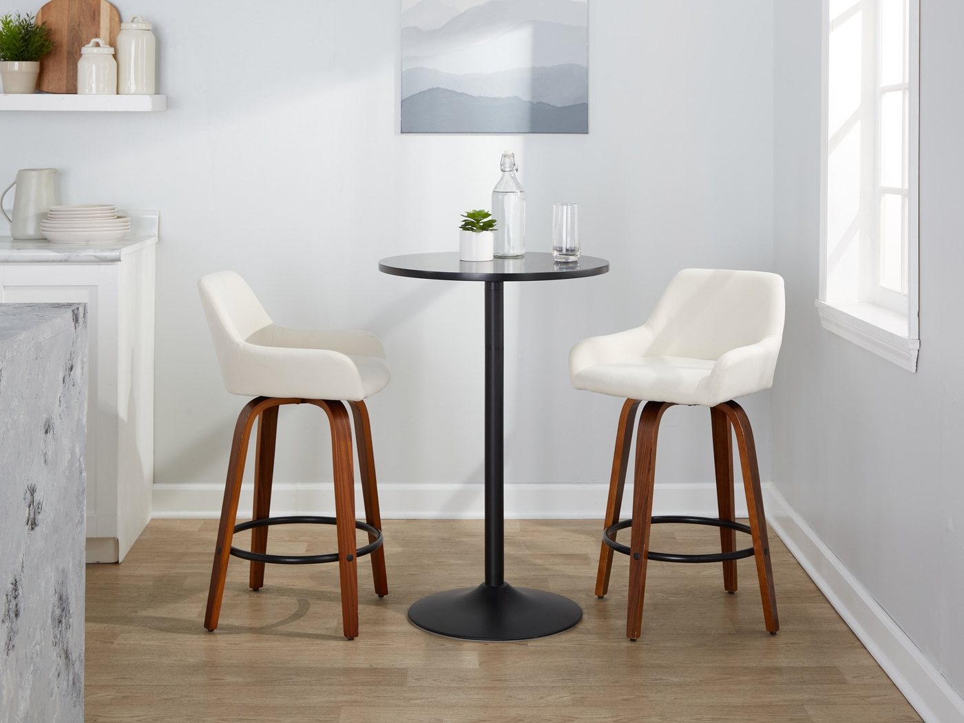 Rimcrest VI Cream Swivel Counter Height Stool, Set of 2 - Thumbnail - Image 4