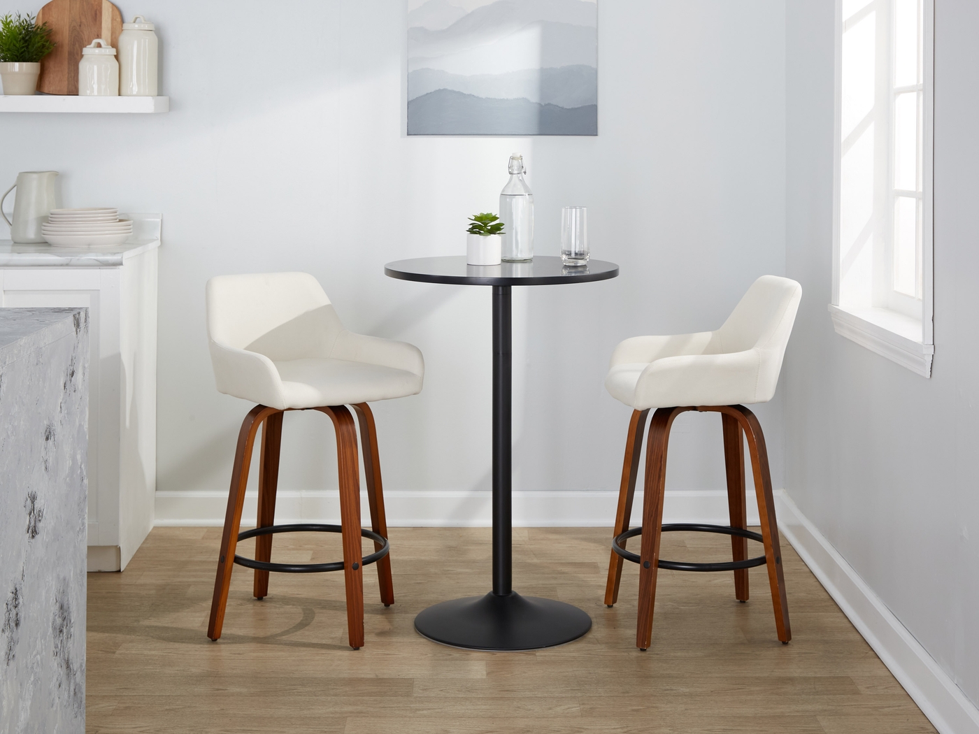 Rimcrest VI Cream Swivel Counter Height Stool, Set of 2 - Thumbnail - Image 5