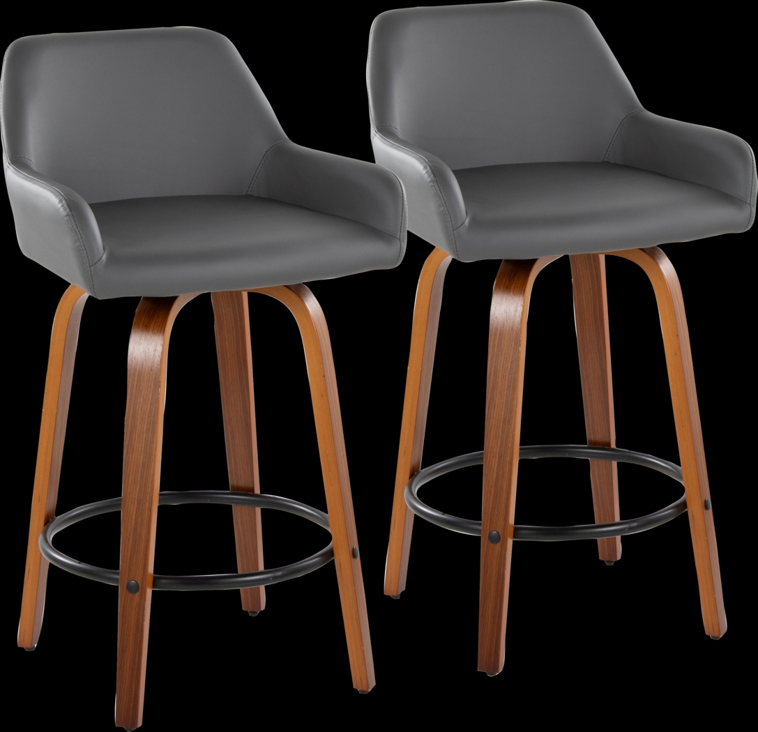 Rimcrest VI Gray Swivel Counter Height Stool, Set of 2 - Thumbnail - Image 1