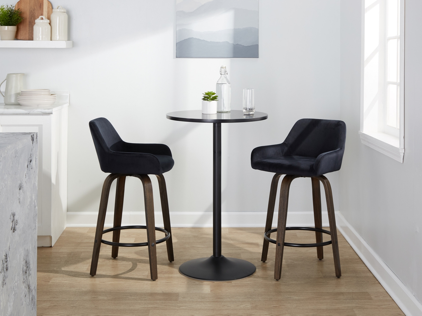 Rimcrest VII Black Swivel Counter Height Stool, Set of 2 - Thumbnail - Image 2