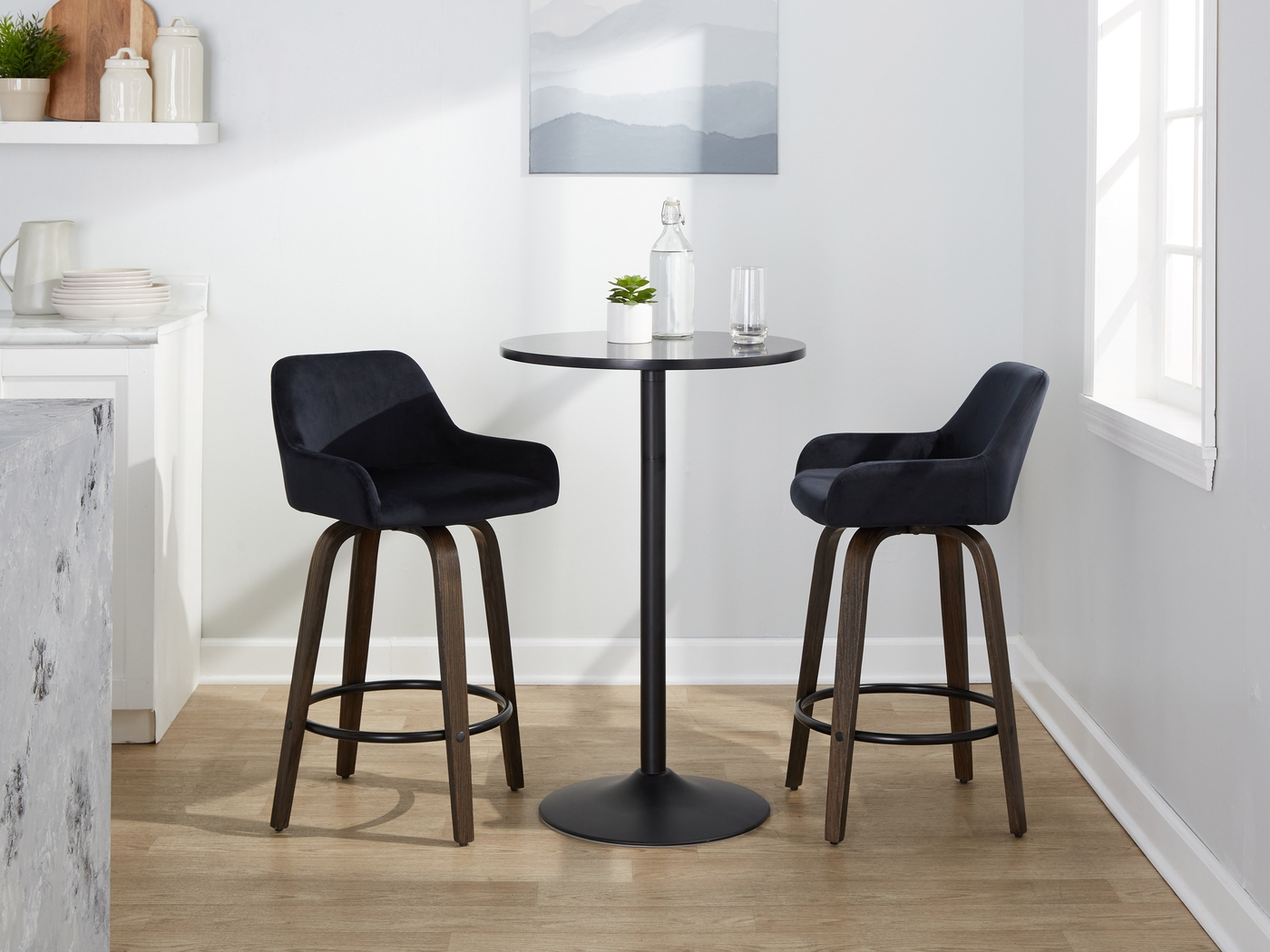 Rimcrest VII Black Swivel Counter Height Stool, Set of 2 - Thumbnail - Image 3