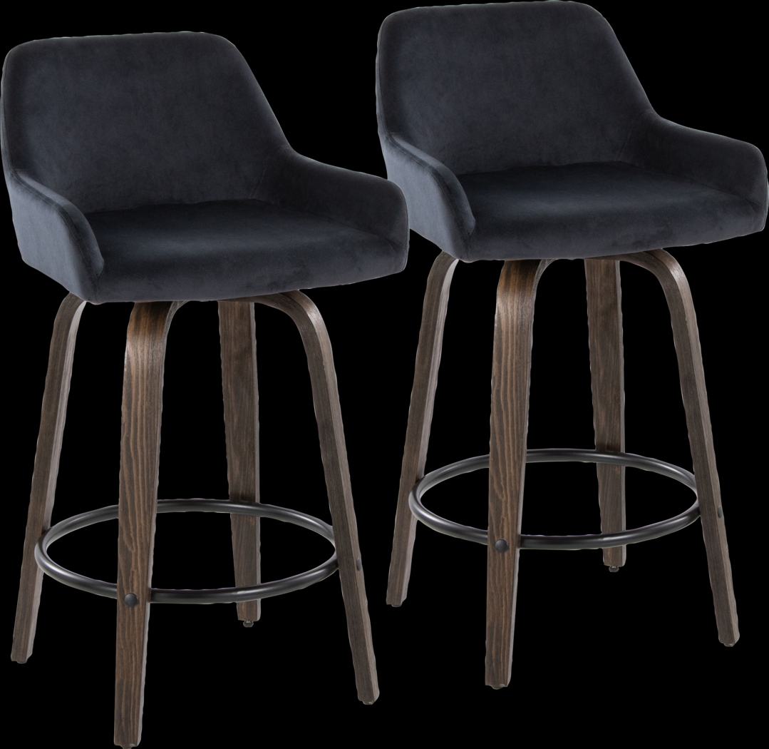 Rimcrest VII Black Swivel Counter Height Stool, Set of 2 - Thumbnail - Image 1