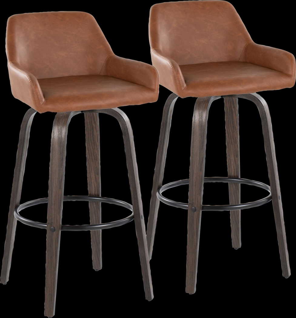 Rimcrest VII Camel Swivel Barstool, Set of 2 - Thumbnail - Image 1