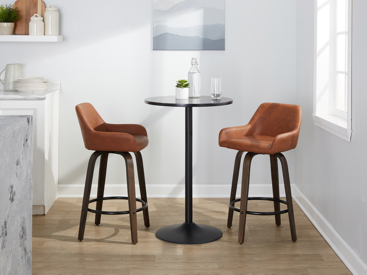 Rimcrest VII Camel Swivel Counter Height Stool, Set of 2 - Thumbnail - Image 2