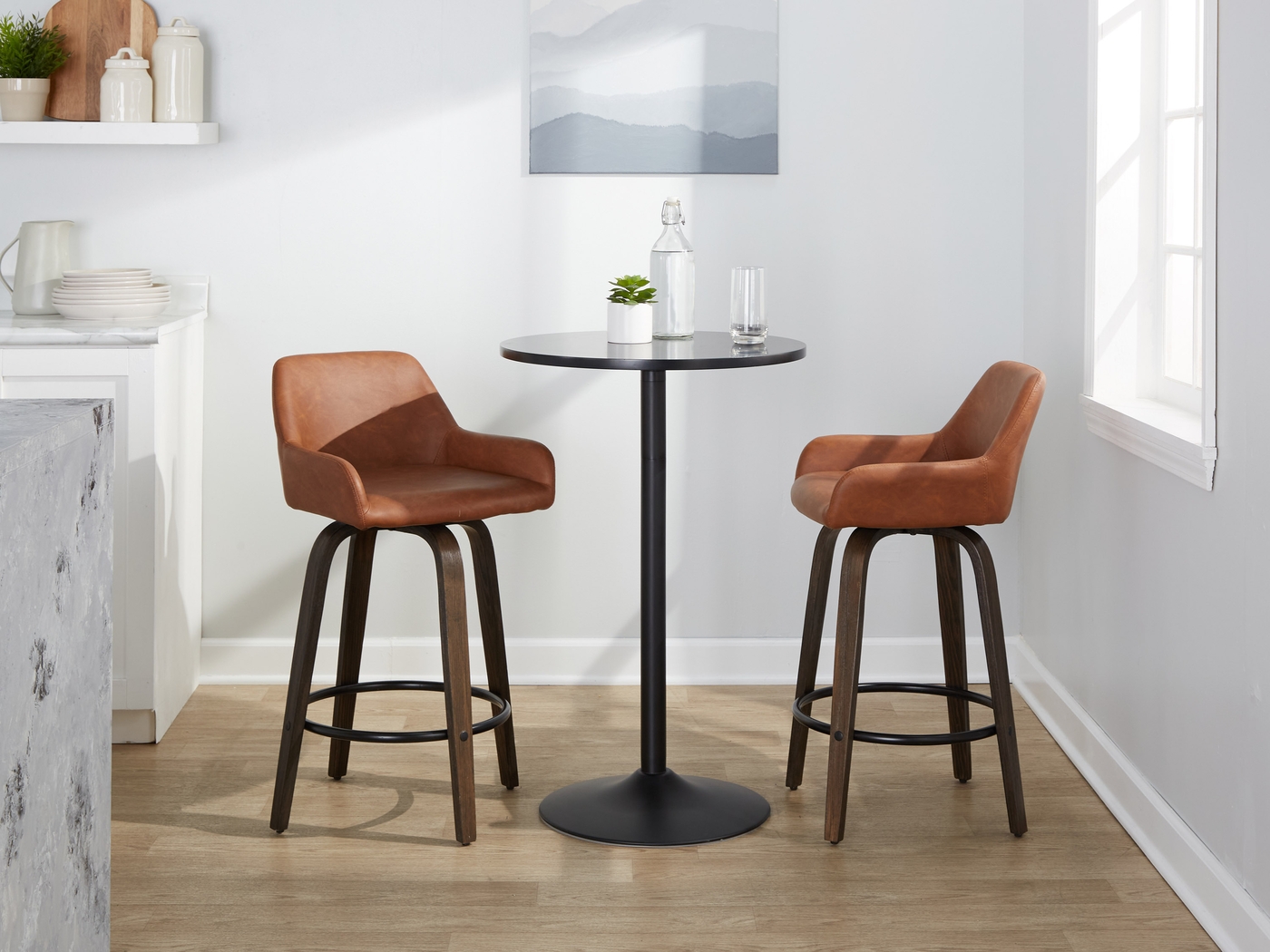 Rimcrest VII Camel Swivel Counter Height Stool, Set of 2 - Thumbnail - Image 3