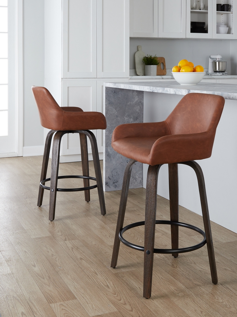 Rimcrest VII Camel Swivel Counter Height Stool, Set of 2 - Thumbnail - Image 5