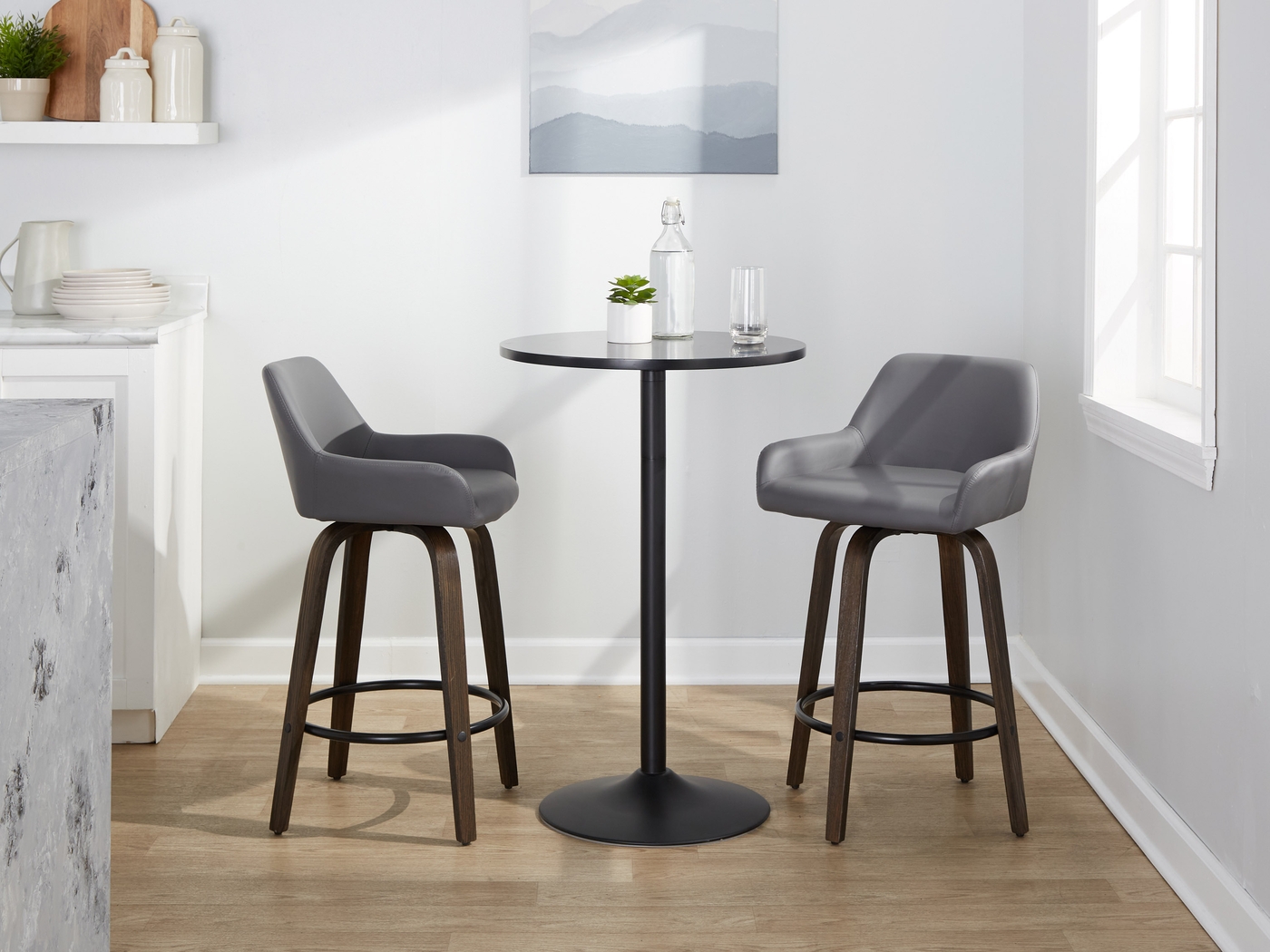 Rimcrest VII Gray Swivel Counter Height Stool, Set of 2 - Thumbnail - Image 2