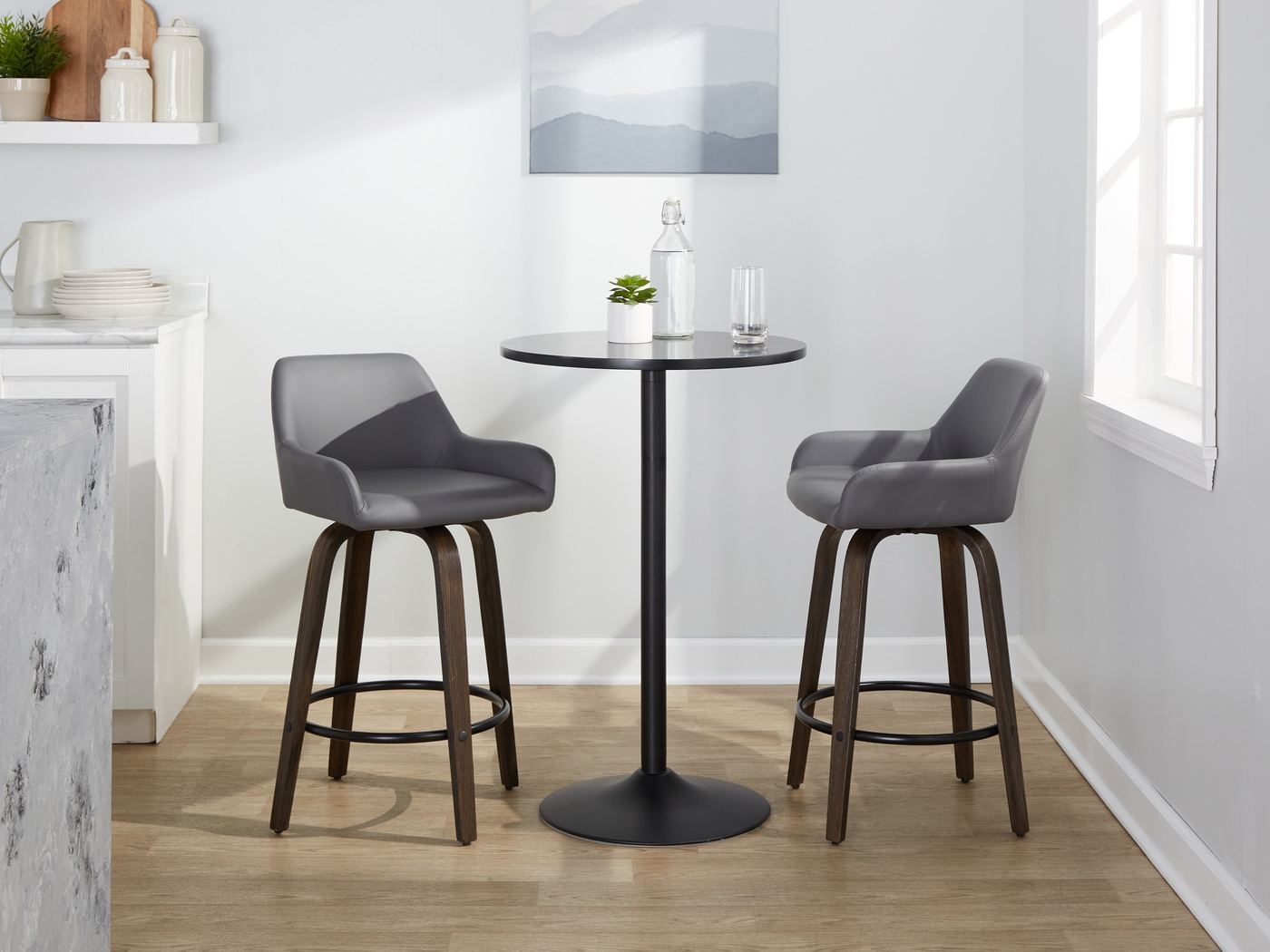 Rimcrest VII Gray Swivel Counter Height Stool, Set of 2 - Thumbnail - Image 3