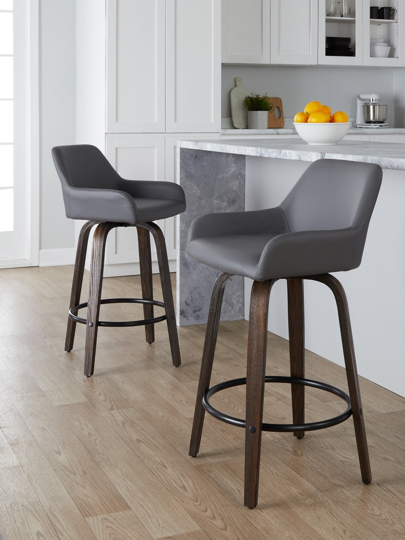 Rimcrest VII Gray Swivel Counter Height Stool, Set of 2 - Thumbnail - Image 4