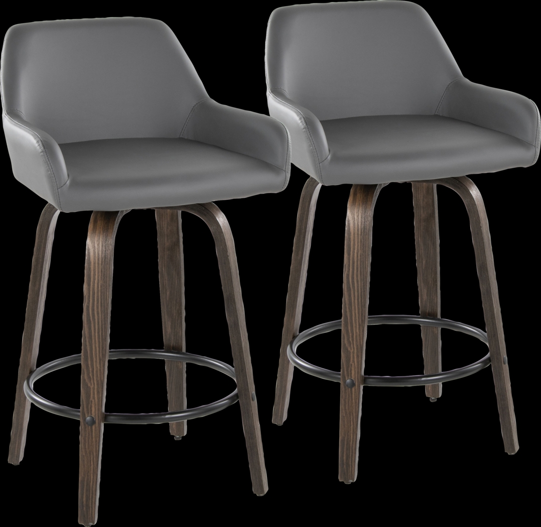Rimcrest VII Gray Swivel Counter Height Stool, Set of 2 - Thumbnail - Image 1