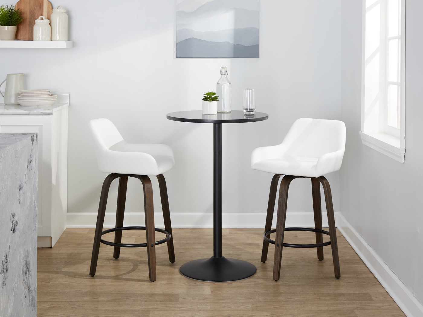 Rimcrest VII White Swivel Barstool, Set of 2 - Thumbnail - Image 2