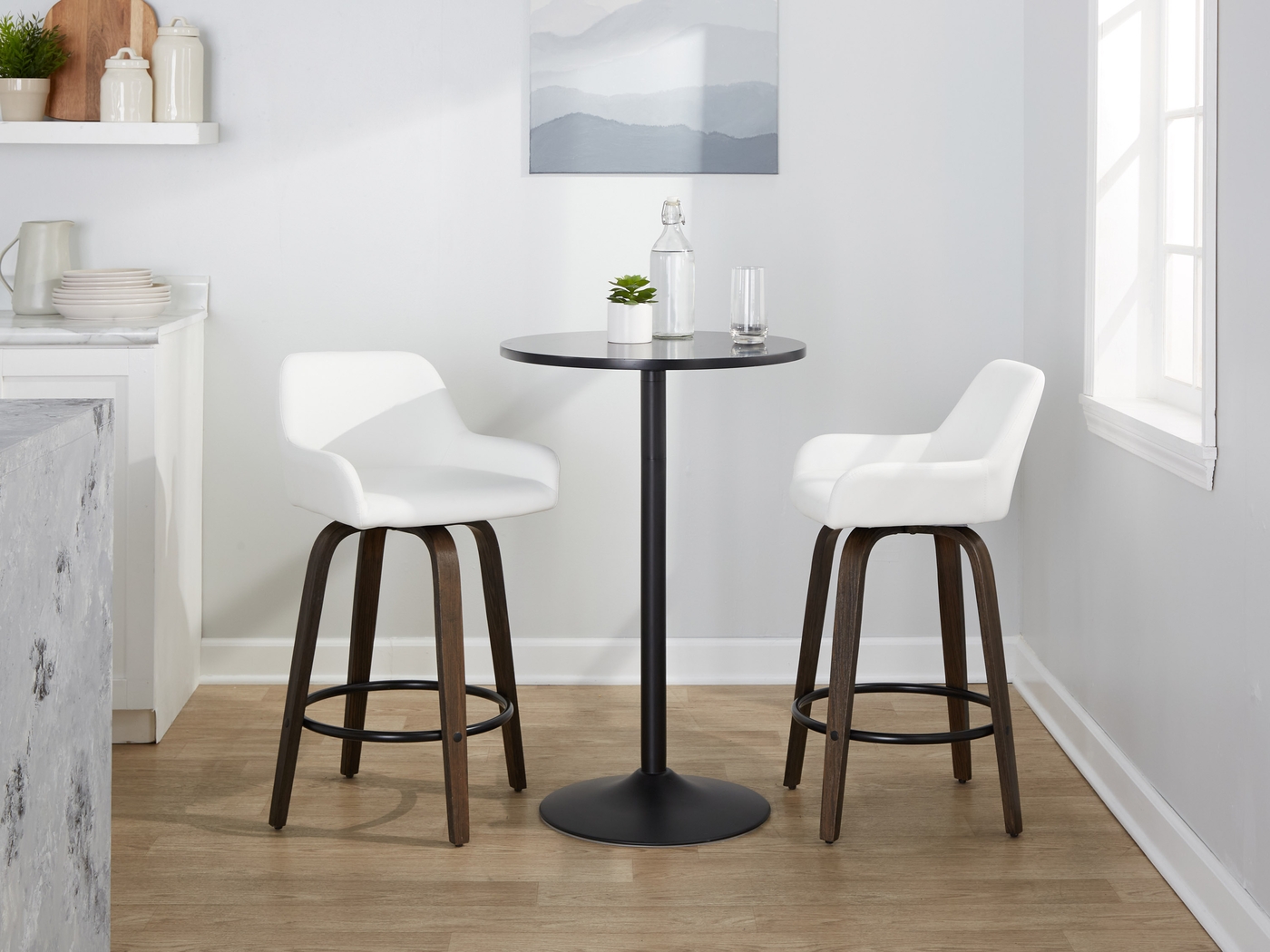 Rimcrest VII White Swivel Barstool, Set of 2 - Thumbnail - Image 3