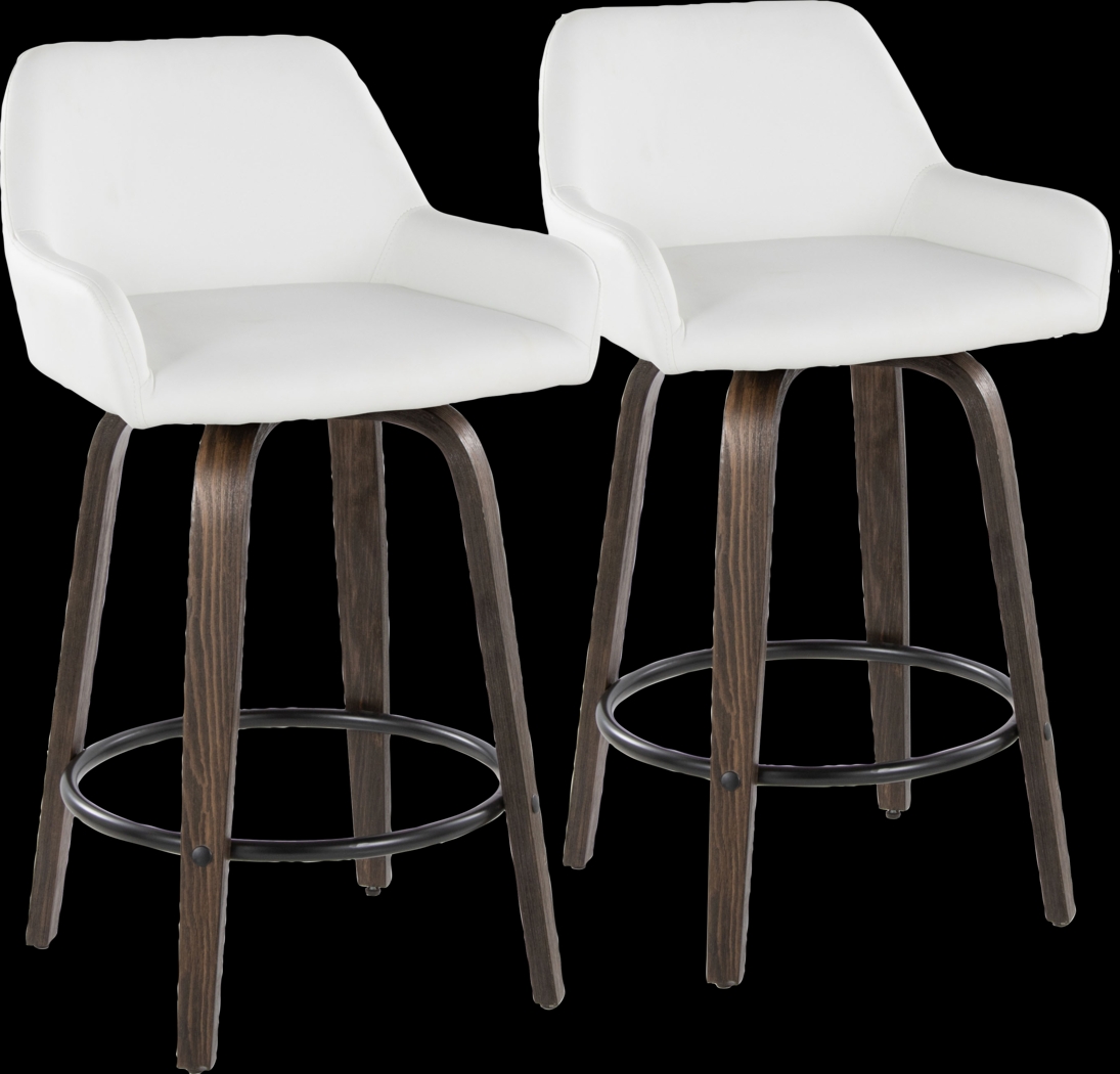 Rimcrest VII White Swivel Barstool, Set of 2 - Thumbnail - Image 1