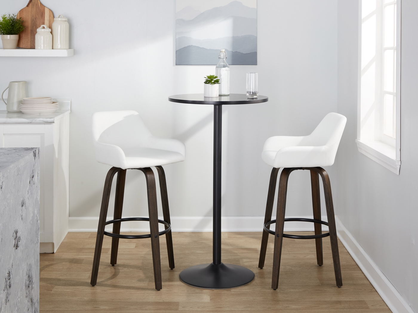 Rimcrest VII White Swivel Barstool, Set of 2 - Thumbnail - Image 3