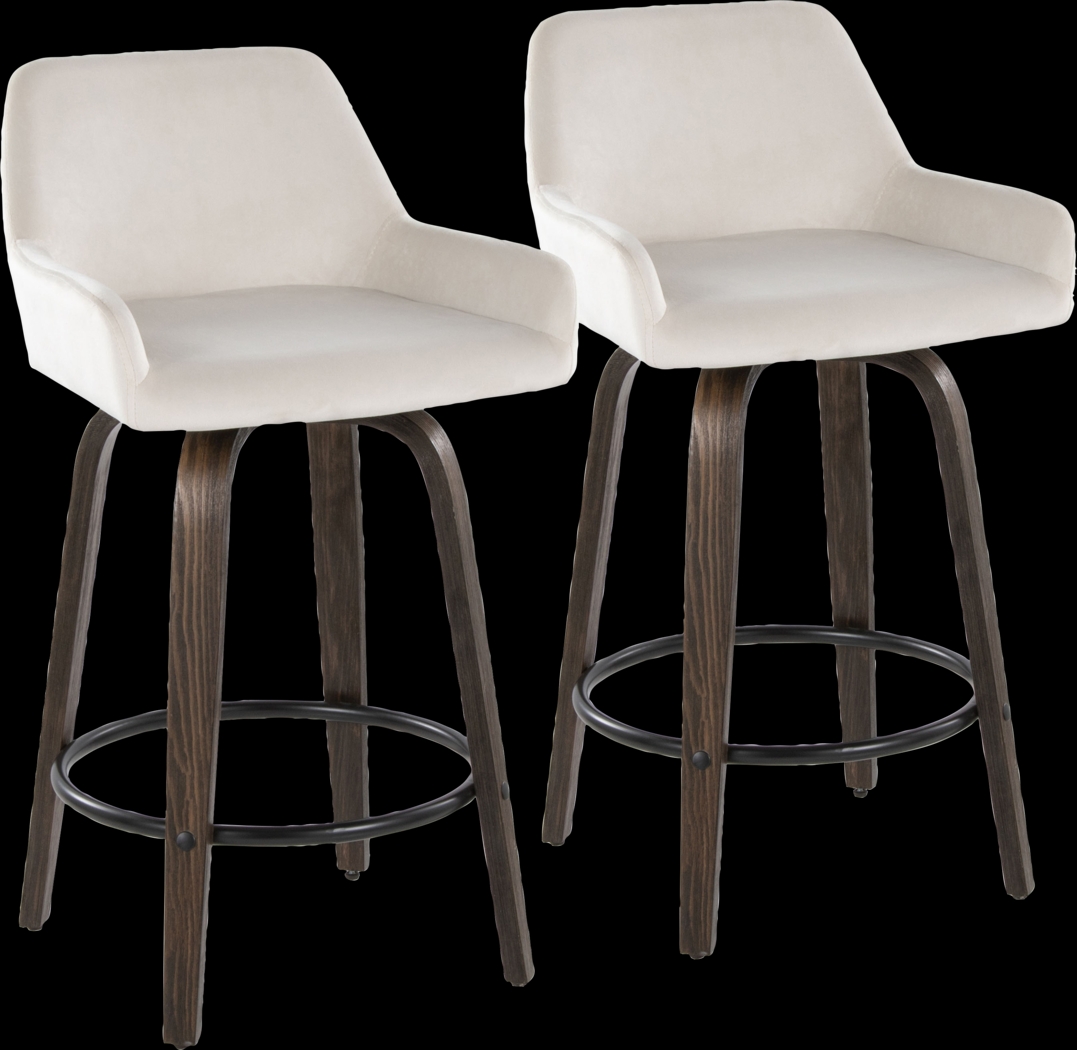 Rimcrest VII White Swivel Counter Height Stool, Set of 2 - Thumbnail - Image 1