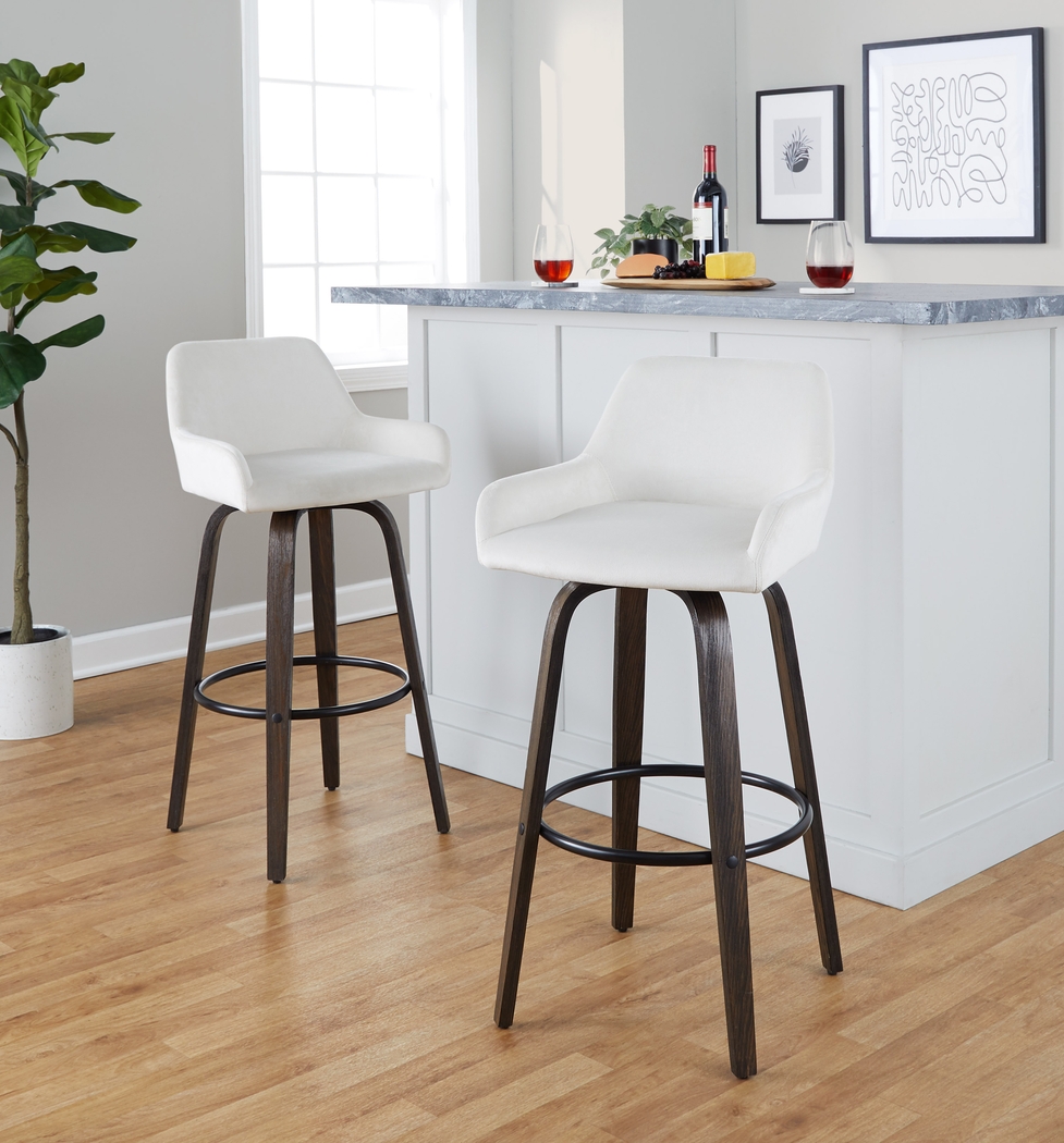 Rimcrest VII White Velvet Swivel Barstool, Set of 2 - Thumbnail - Image 4
