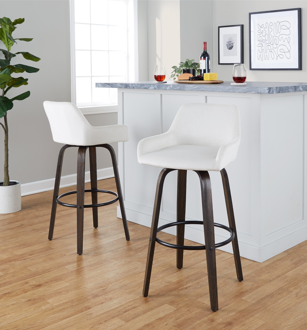 Rimcrest VII White Velvet Swivel Barstool, Set of 2 - Thumbnail - Image 5
