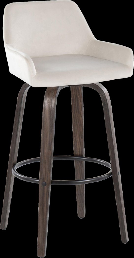 Rimcrest VII White Velvet Swivel Barstool, Set of 2 - Thumbnail - Image 6
