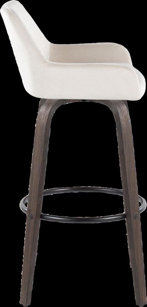 Rimcrest VII White Velvet Swivel Barstool, Set of 2 - Thumbnail - Image 7